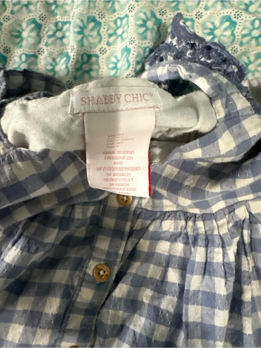 Shabby Chic Blue Gingham Dress & Gold Metallic Party Dress lot of 2 dresses